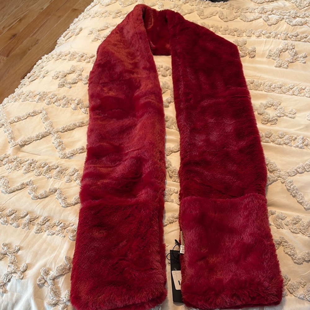 Luxurious Red Faux Fur Scarf